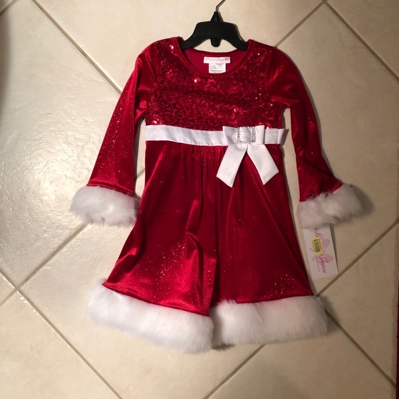 Bonnie Jean Girls Red Christmas Dress 